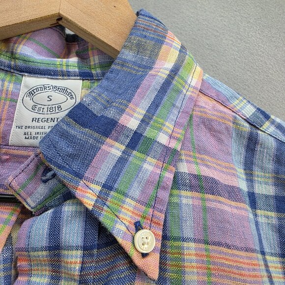 Brooks Bothers x Baird McNutt 100% Irish Linen Regent Long Sleeve Button Down Sm - Picture 2 of 10